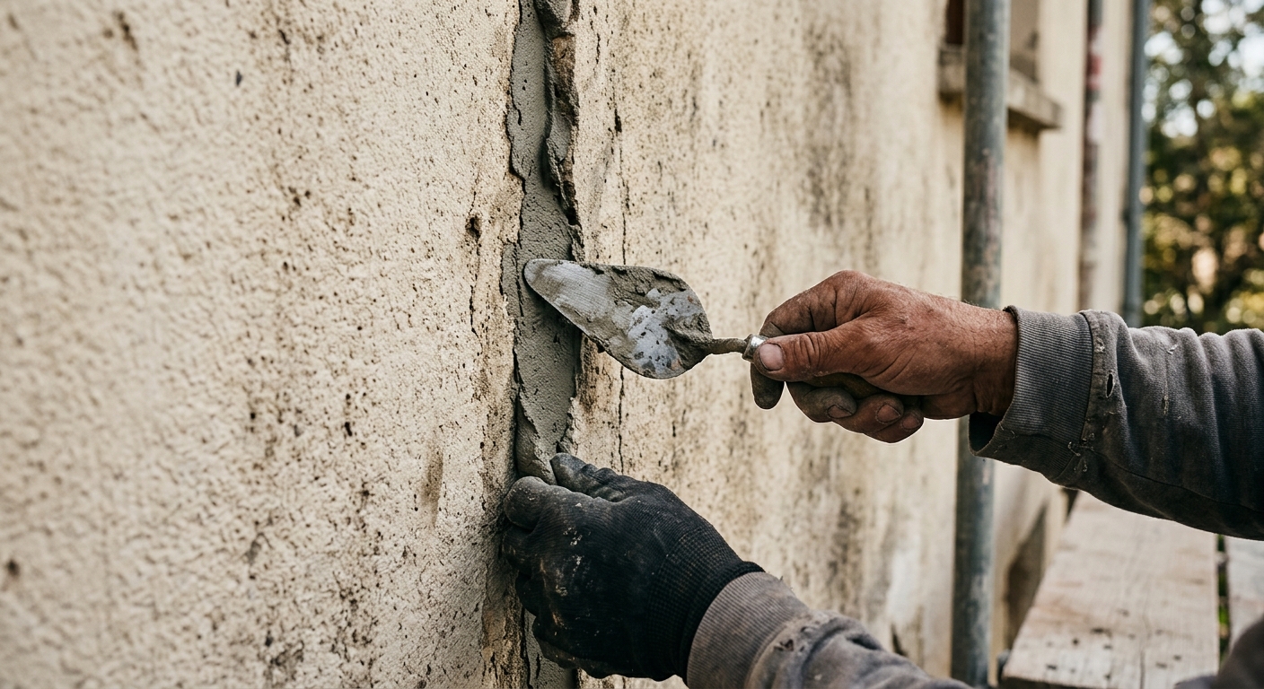 R&eacute;paration de fissures sur mur ext&eacute;rieur